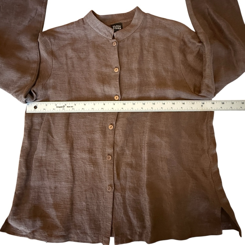 Eileen Fisher Brown Linen Shirt Women’s Size XS - Picture 9 of 11